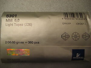 Swarovski Bicone 6mm Light Topaz(226) Factory Package 360 pcs