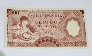 1958 Indonesia 1000 Rupiah Crisp UNC Note - Picture 1 of 4
