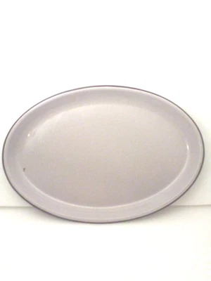 Vintage Large 17 1/2 x 12'' Oval Enamelware Serving Platter with Black Blue Trim - Image 1 of 4