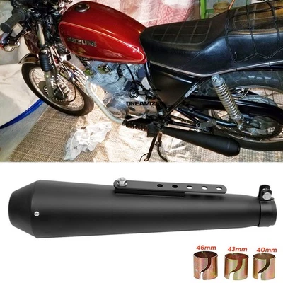 Tubo de escape silenciador de escape deslizable de 2" 51 mm negro para Suzuki GN125 GN250 GN400T Foto 1 de 4