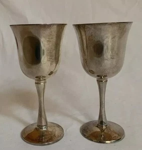 Menge 2 Vintage SALEM PORTUGAL Silber Teller Wein Wasser Kelche 5,5" hoch -C54 - Bild 1 von 7