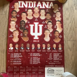 2011-12 IU Indiana University Hoosiers Basketball Schedule/Roster 19”x27” - Picture 1 of 3