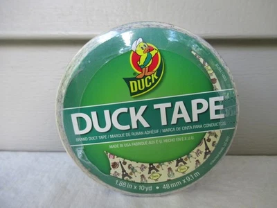 New Duck Duct Tape Roll Paris Pattern Eifel Tower French Poodle 10 yd x 1.88 in - Изображение 1 из 4