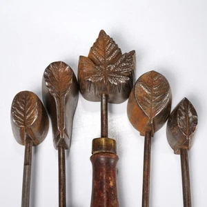Antique Millinery Hat Making Iron Wood Leaf Flower Mold Tool 5pc Lot Iris Apfel - Picture 1 of 5