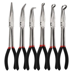 6PCS Extra Long Reach Pliers Set, 11" Straight, 45 and 90 Bent Nose, 5/16", 1... - Picture 1 of 7