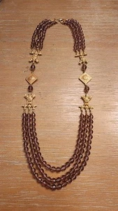Vintage Diane Von Furstenberg Etruscan Amethyst Glass Multi Strand Necklace - Picture 1 of 10