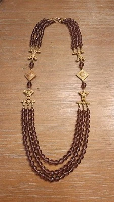 Vintage Diane Von Furstenberg Etruscan Amethyst Glass Multi Strand Necklace - Image 1 of 4