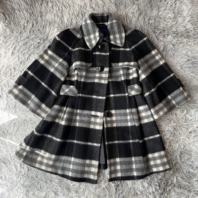 Abrigo Poncho BURBERRY BLUE LABEL Nova Check Mezcla Lana Negro Talla 38/US:S Auténtico Foto 1 de 4