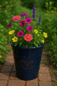 Large 30cm Bee Design Garden Plant Pot Plastic Indoor Outdoor Flower Planter - Picture 1 of 16