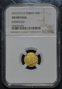AH1277 3 TURKEY 25 KURUSH NGC AU 1861 Gold Coin - Picture 1 of 4