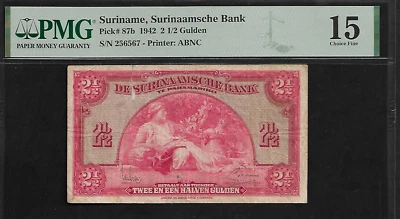 Suriname 2 1/2 Gulden 1942 PMG 15 P#87b Surinaamsche Bank Printer ABNC - Image 1 of 4