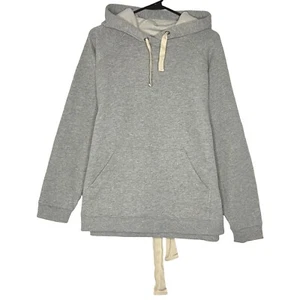 G. Label by Goop Womens Hoodie Medium Heather Gray Fleece Oversized Slits Ties - Picture 1 of 24