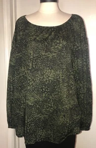 1X Ava and Viv Damenbluse Übergröße dunkelgrün schwarz dehnbar 3/4-Arm neu mit Etikett - Bild 1 von 2
