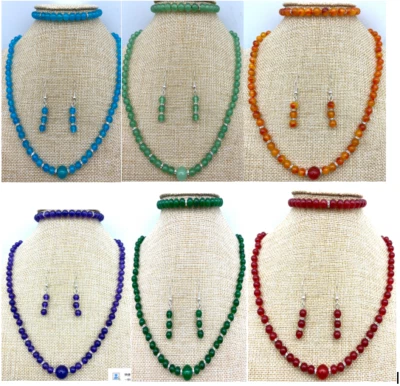 Novo 6mm natural multicolorido pedras preciosas redondas feijão colar pulseira brincos ste AAA - Imagem 1 de 4