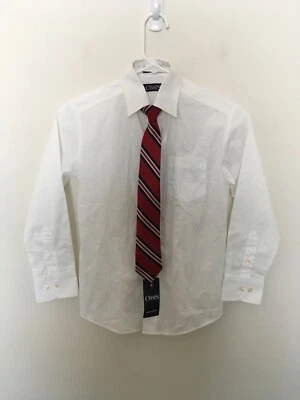 Chaps Dress Apparel Boys 8 White Long Sleeve Button Down Dress Shirt & Tie Set - Image 1 of 4