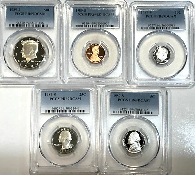 1989-S Proof Set Date 5 Coin Newly Graded PCGS PR69 DCAM Perfect Gift - Image 1 of 2
