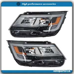 Headlights w/ LED DRL Chrome Housing Left+Right Side For 2016-2019 Ford Explorer - Picture 1 of 11
