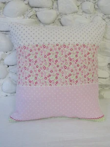 Cushion Cover, Patchwork Design, Flower, Gingham, Spot, Purple, Pink, Blue - Picture 1 of 12