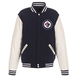 Chaqueta de lana reversible NHL Winnipeg Jets mangas de PVC 2 logotipos frontales JHD - Imagen 1 de 5
