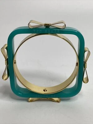 Brazalete Brazalete TED BAKER Logo Acrílico Lazo Espuma de Mar Verde Tono Dorado Londres De Colección Foto 1 de 4