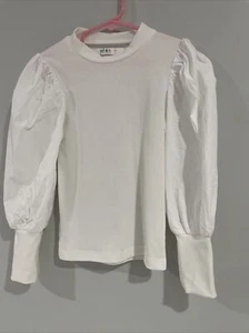 Coco Blanc Girls White Long Sleeve Ribbed Mock neck Top  Sz 7 - Picture 1 of 9
