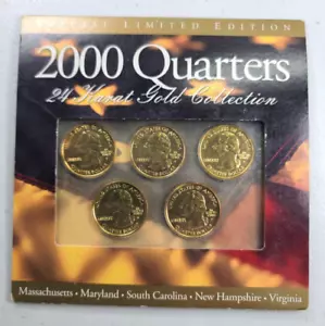 2000 Gold Plated State Quarters 5-Coin Set - Picture 1 of 2
