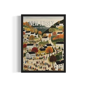 New Jersey State Landscape Poster Art Print Wall Art Painting Artwork Decor - Picture 1 of 6