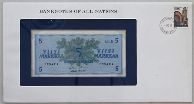 Finlandia 1980 5 billetes Markkaa de todas las naciones. 1.3 Markkaa sello RC0503 peine Foto 1 de 2