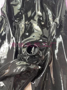 Negro Hombre Látex Gatsuit con Dedos Codpiece Sin Cremallera Cuello Entrada 0.4MM Personalizar - Imagen 1 de 4