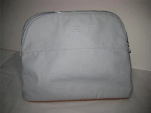 NEW AUTH HERMES H LOGO BOLIDE SKY BLUE COSMETIC POUCH BAG FOR BIRKIN 35 RECEIPT - Picture 1 of 11
