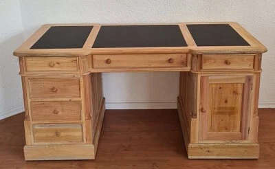 Schreibtisch Bürotisch Holz Natur 180x90 grosser Schreibtisch Massiv - Bild 1 von 4