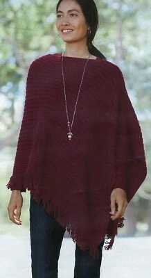 Poncho J.Jill novo com etiquetas $89 suéter ponto misto-malha BORDEAUX - Imagem 1 de 4