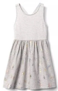 NWT Gymboree Jump into Summer Girls Surf Stripe Grey Knit Dress L 10 12 - Picture 1 of 2