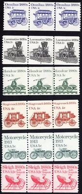 Scott #1897-1897A-1898-1898A-1899-1900 Transportation PNC3 Stamp Coil - MNH - Image 1 of 4