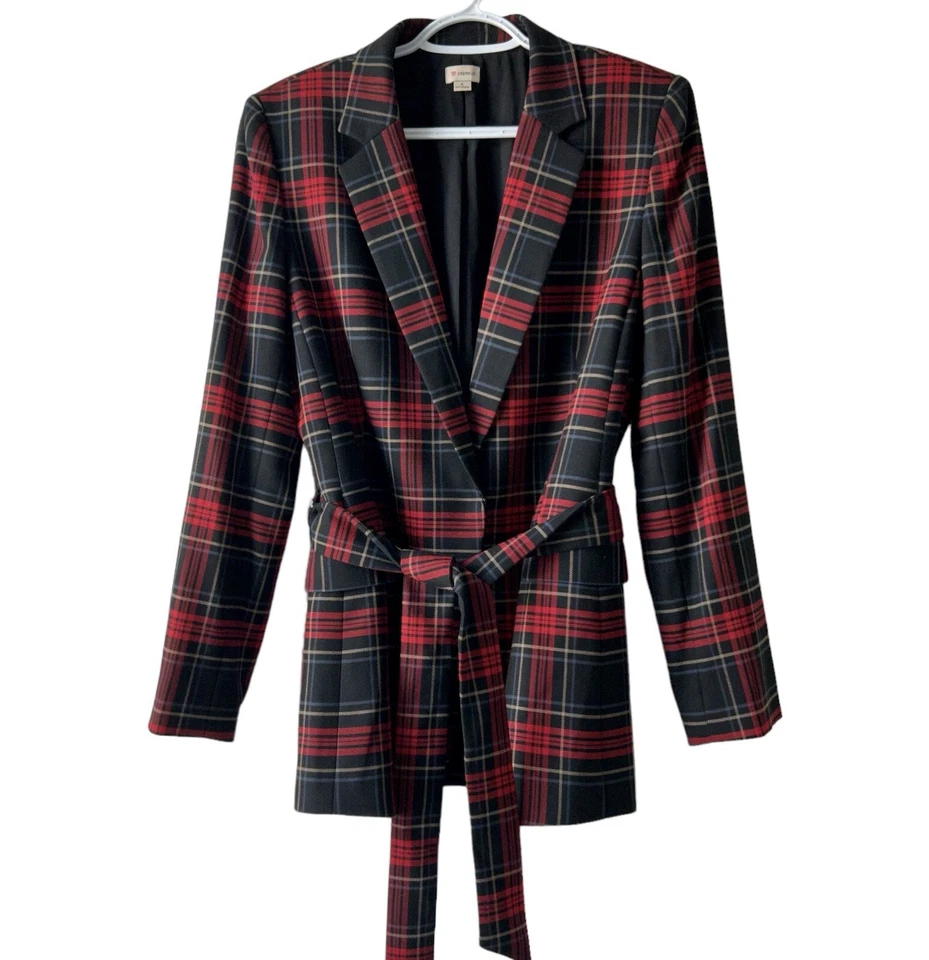 Daniel Cremieux  Plaid Blazer Red Black Check Womens Sz 8 Classic Career Fall - Image 1 of 4