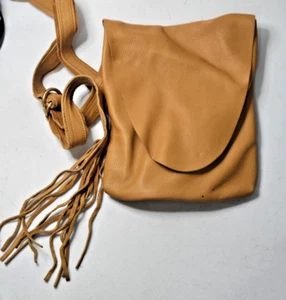 Hobo Brand Leather Crossbody Shoulder Bag Boho Tan Festival Ren fair Fringe - Picture 1 of 20