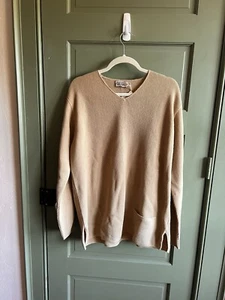 Beyond Threads Camel Beige Peru Alpaka Wolle V-Ausschnitt Pullover Gr. M neu mit Etikett - Bild 1 von 11