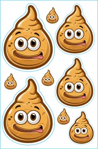 Poop Emoji Decal Vinyl Funny Variety Printed Sticker 4 Sizes in each collection - Picture 1 of 12