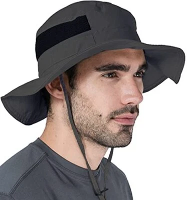  Fishing Hat for Men & Women - Boonie Hat - Mens Beach Dark Gray Mesh - Large - Image 1 of 4