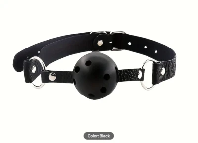Ball Gag Bondabe Harness Breathable Oral Restraint Belt Black Strap - Image 1 of 4