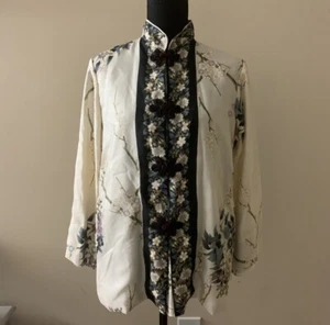 Vintage 60s Cherry Blossom Kyoto Silk Robe From Japan Size Medium NWT - Picture 1 of 10