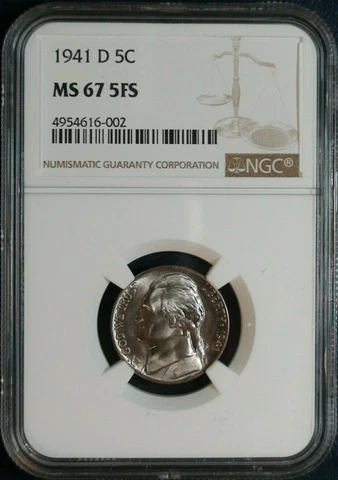 1941-D 5C JEFFERSON-NICKEL RARE LUSTROUS NGC-MS-67-5FS 5-FULL-STEPS HIGH-GRADES Cover