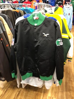 JAQUETA DE CETIM PHILADELPHIA EAGLES Heritage masculina preta - Imagem 1 de 4