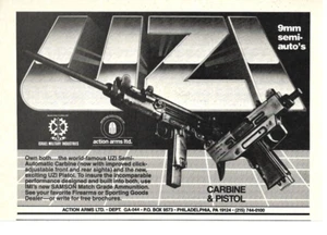 1980s UZI 9MM SEMI AUTOMATIC PRINT AD CARBINE AND PISTOL VINTAGE ADVERTISEMENT - Picture 1 of 1