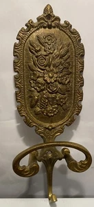 Antique Vintage Brass Coat Hat Purse Hook Hanger Ornate Flower Floral Design 11" - Picture 1 of 2