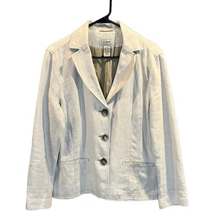 L.L.Bean 100% Linen Beige Blazer Jacket Women's 16 (b-38) - Picture 1 of 5