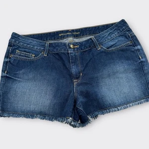MICHAEL KORS Boyfriend Mid Rise Denim Short Raw Hem Cutoff Summer Classic Blue 8 - Picture 1 of 8