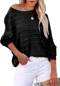 Dokotoo Damen Off Shoulder Pullover für Frauen Herbstmode 2023 3/4 Dolman - Bild 1 von 18