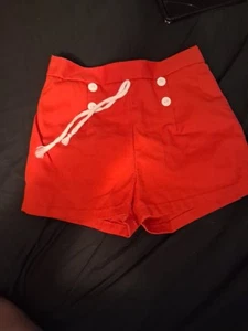 VTG 70s Red Sears Elastic Waist Polyester Gym Running Shorts 6-6X - Picture 1 of 6