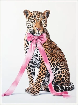 Chic Leopard with Bow Poster Aesthetic Fashion Wall Art Perfect Modern Decor - Image 1 of 3